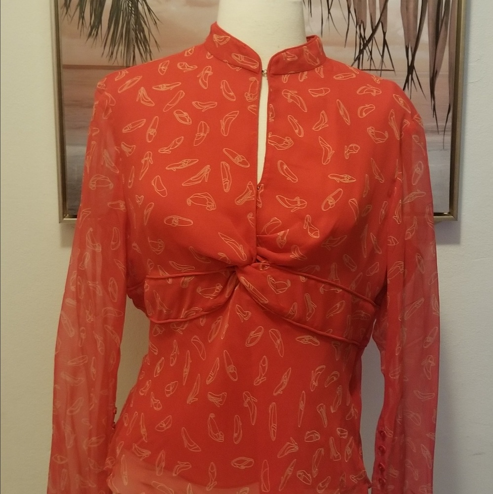 Shoes red blouse